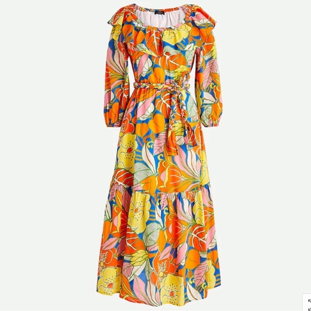 J. Crew Belted Dress In Tropical Floral NWT Size Small